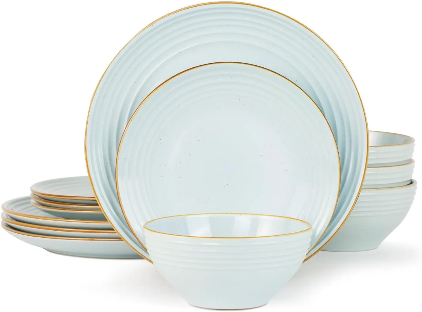 

Famiware Jupiter Dinnerware Set, Plates and Bowls Sets for 4, Microwave and Dishwasher Safe, Scratch Resistant, 12 Pieces Dishes