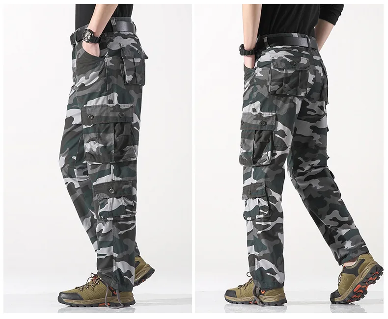 Neue Herren Outdoor Taktische Camouflage-Hosen Overalls Hochwertige Baumwolle Multi-Taschen Freizeithosen Männliche Sport-Trainings-Arbeitshosen – Detail 13