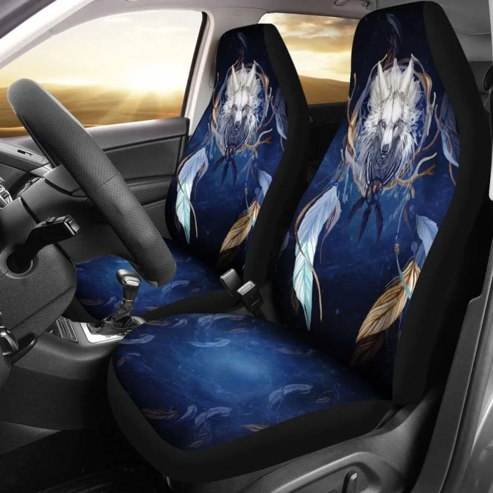 Wolf Dreamcatcher Car Seat Cover 200904,Pack of 2 Universal Front Seat Protective Cover