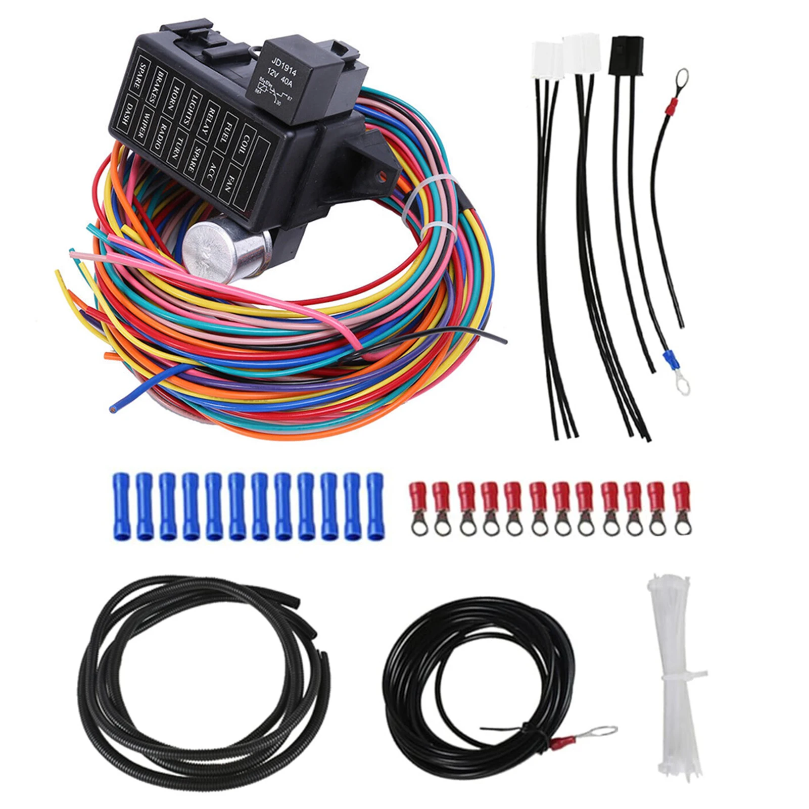 

14-контурный комплект жгутов проводов, цепь модификации автомобиля, 14 предохранителей для Chevy Ford Chrysler Mopar Muscle, автомобильный жгут проводов