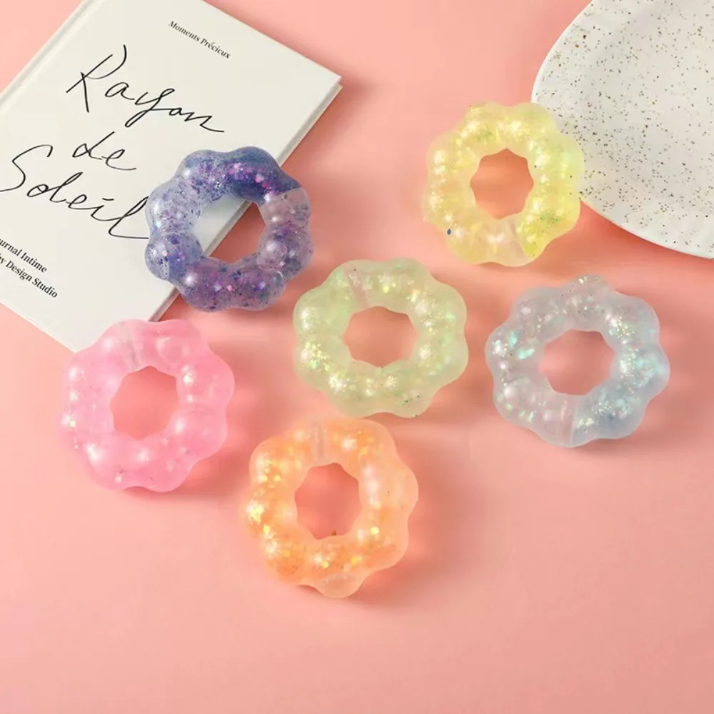 Durable TPR Transparent Donut Annular Resilience Color Bracelet Squeeze Ball Decompression Release Toys