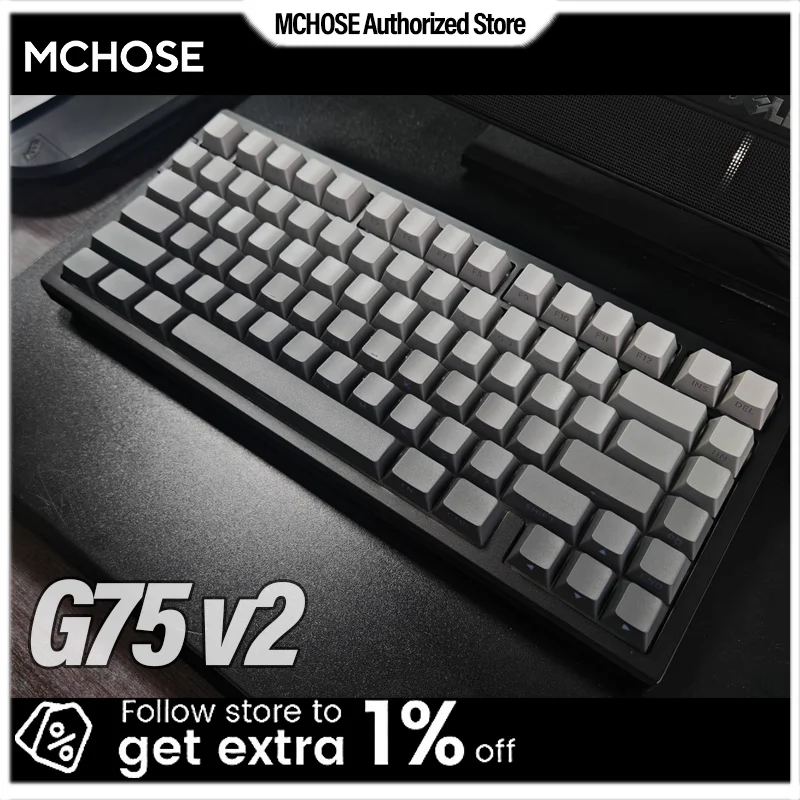 

MCHOSE G75 V2 Wireless Mechanical Keyboard Customized HIFI Linear Switch Hot Swappable BT 2.4G Connection Web Driver 10000mAh
