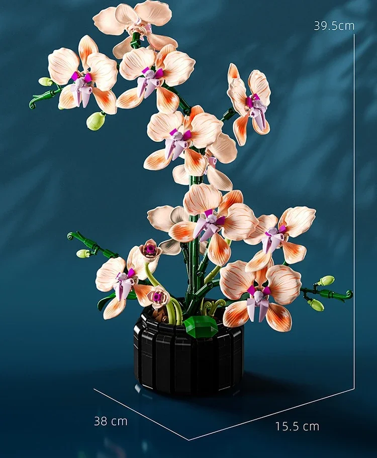 Bloc de construction créatif de fleurs d'orchidées papillon, jouet d'orchidée éternelle, Bouquet de plantes en pot, briques, jouet de décoration de la maison pour filles