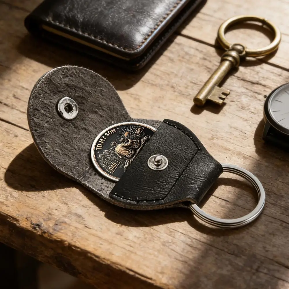 Pocket Hug Token Gifts for Men Boyfriend Girlfriend Inspirational Gift for Son Daughter Brother with Leather Keychain