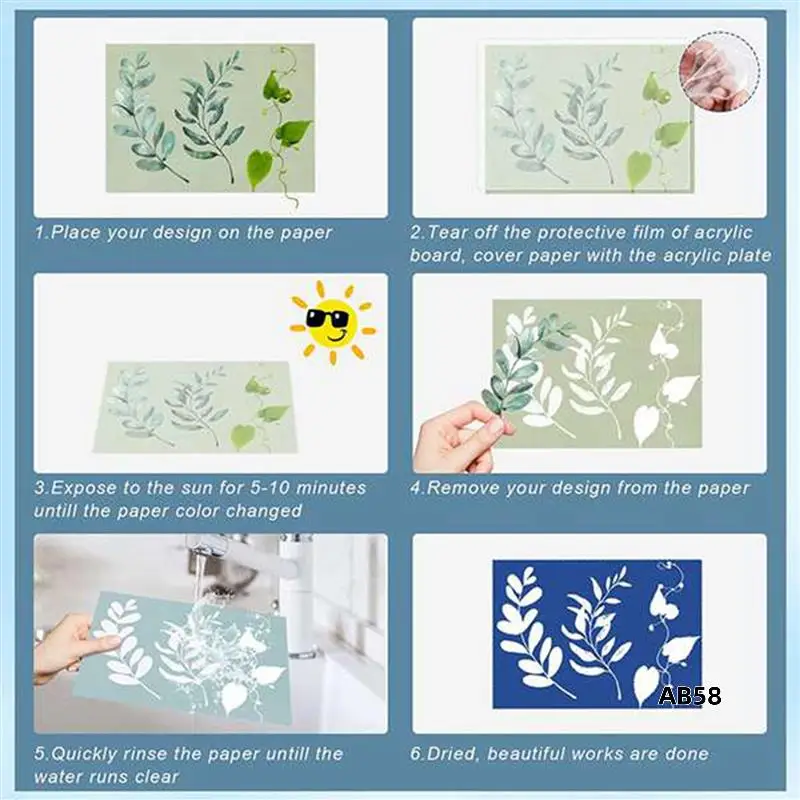 

64Pcs Sun Print Paper, A5 Sun Art Paper With 1 Plastic Tool For Sun Printing Light Sensitive Solar Photography Paper Kit