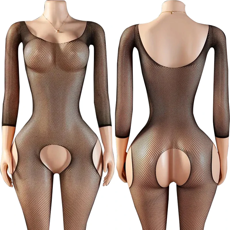 One Pieces Crotchless Bodystockings For Women Transparent Sexiest Bodysuits Erotic Costumes Sexy Lingerie Rose Full Body Suits