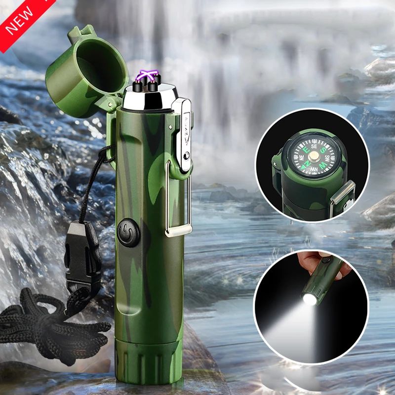 

2022 New Metal Flameless Double Arc Plasma USB Lighter Suitable For Outdoor Camping Survival Waterproof And Windproof