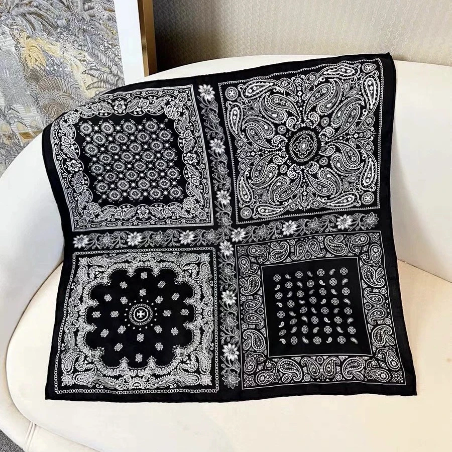 

Французский ореховый цветок из чистого шелка квадратный шарф 53 см элегантное винтажное украшение шелковый шелковый маленький галстук шелковый шарф