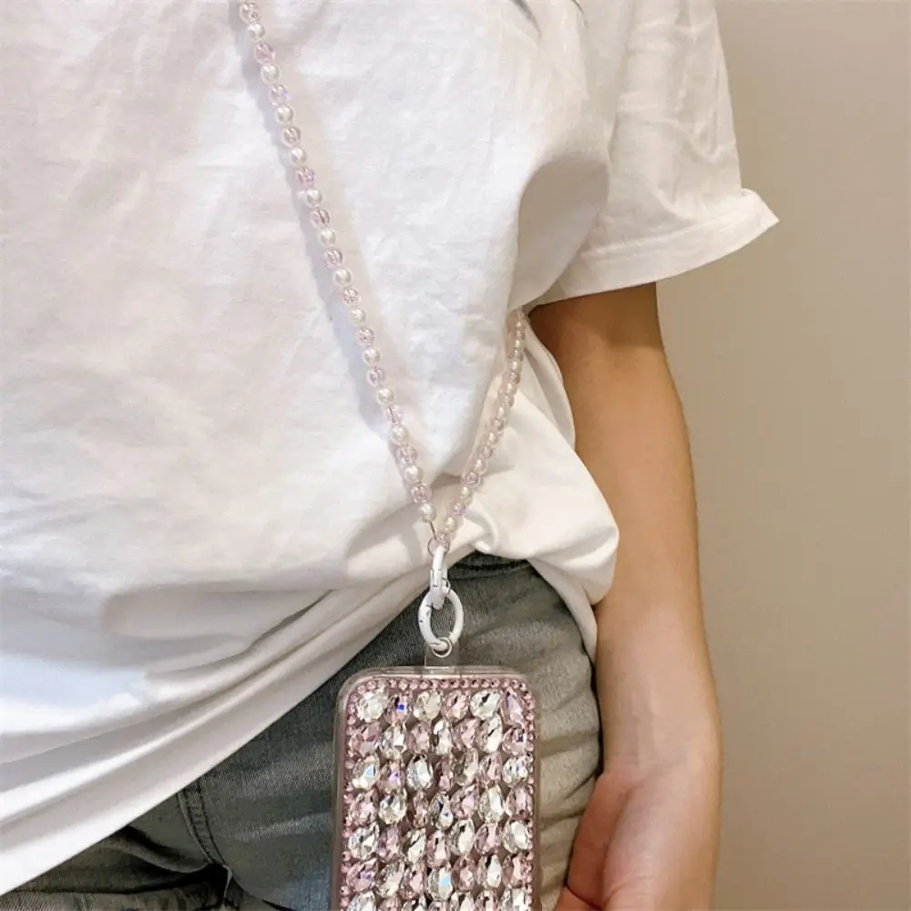 

Diagonal Lanyard Heart Mobile Phone Lanyard Anti-loss Beaded Crossbody Phone Chain Replace Y2k DIY Mobile Phone Chain Phone Case