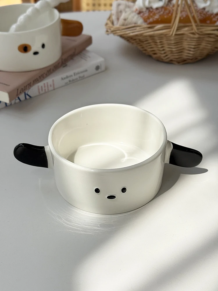 Nette Cartoon Pachat Hund Doppel Ohr Schüssel Frühstück Joghurt Oaeal Cerc Obst Salat Schüssel Cartoon Anime Sle Küche Geschirr