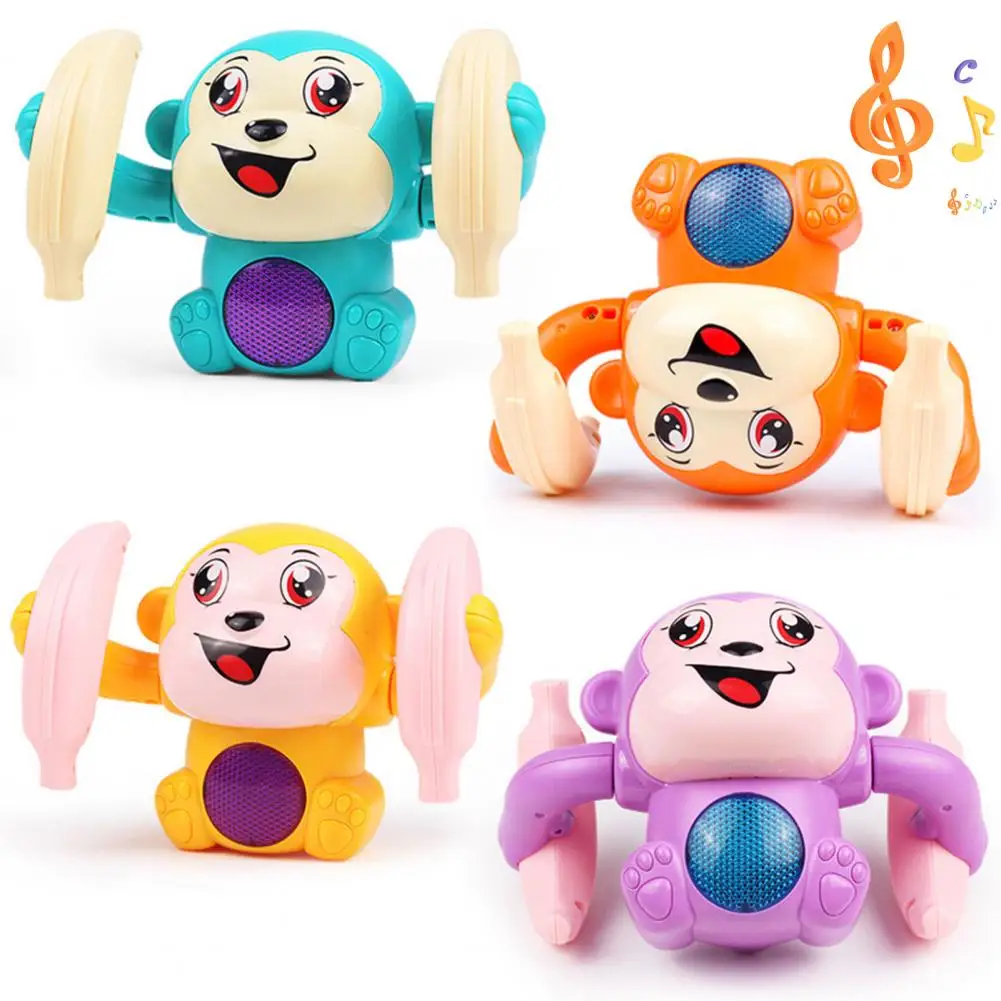 Bebê macaco brinquedo educacional rolando dos desenhos animados com música luz led para o tempo do bebê ativado por voz para meninos