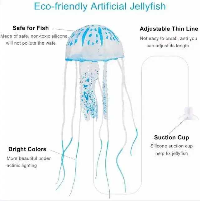 Artificial Swim Luminous Jellyfish Aquarium Decoration Fish Tank Underwater Live Plant Luminous Ornament Aquatic Landscape