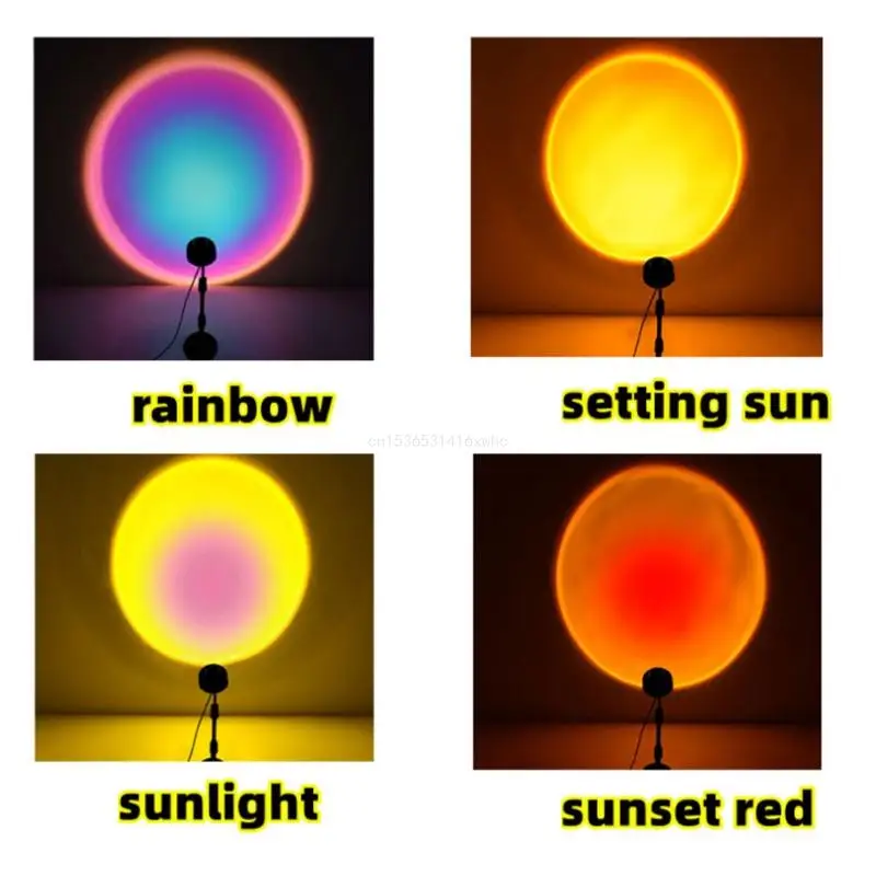 

Dropship Sunset Lamp Projector Sun Lamp Projection Sunset Light with Remote Changing Lamp for Room Decor 90 Degree Rotation Mood