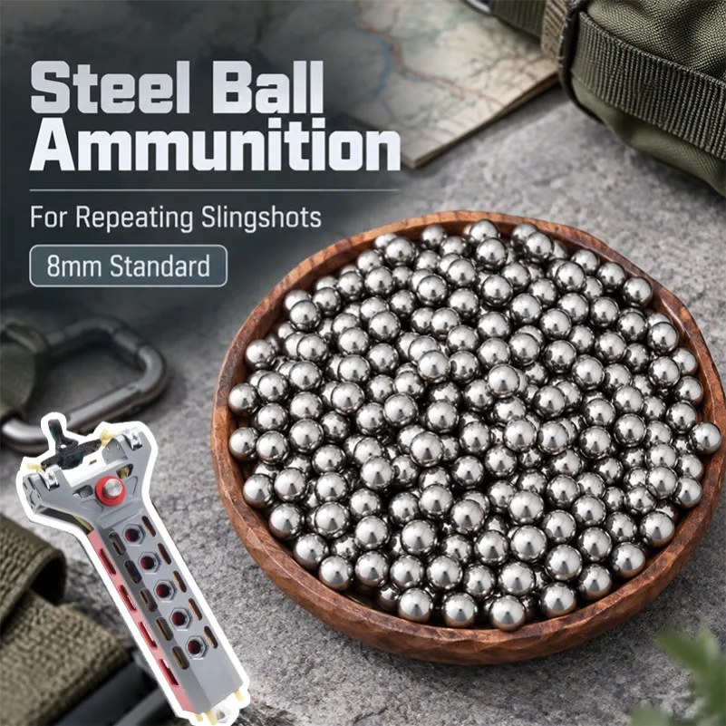100/600 Stück Stahlkugeln für Schleuder, 8 mm Standard, 8 mm Stahlkugeln für den Außeneinsatz, geeignet für verschiedene Schleudern mit Wiederholfunktion. – Detail 1