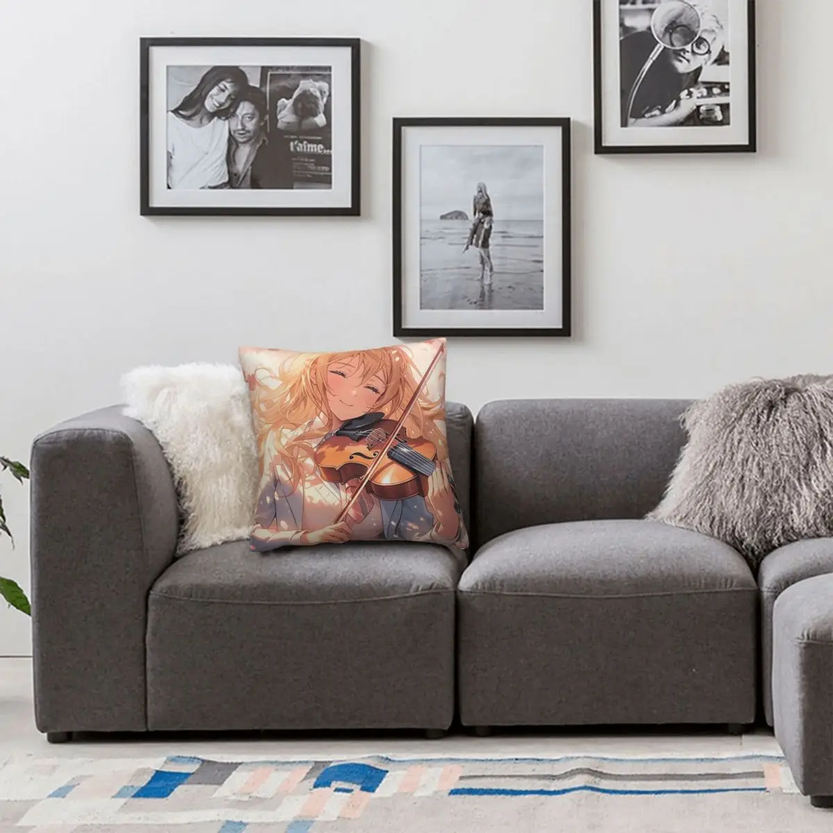 Kawori Miyazono Anime Your Lie In April Square Pillowcase Pillow Cover Cushion Zip Decorative Comfort Throw Pillow for Home Car