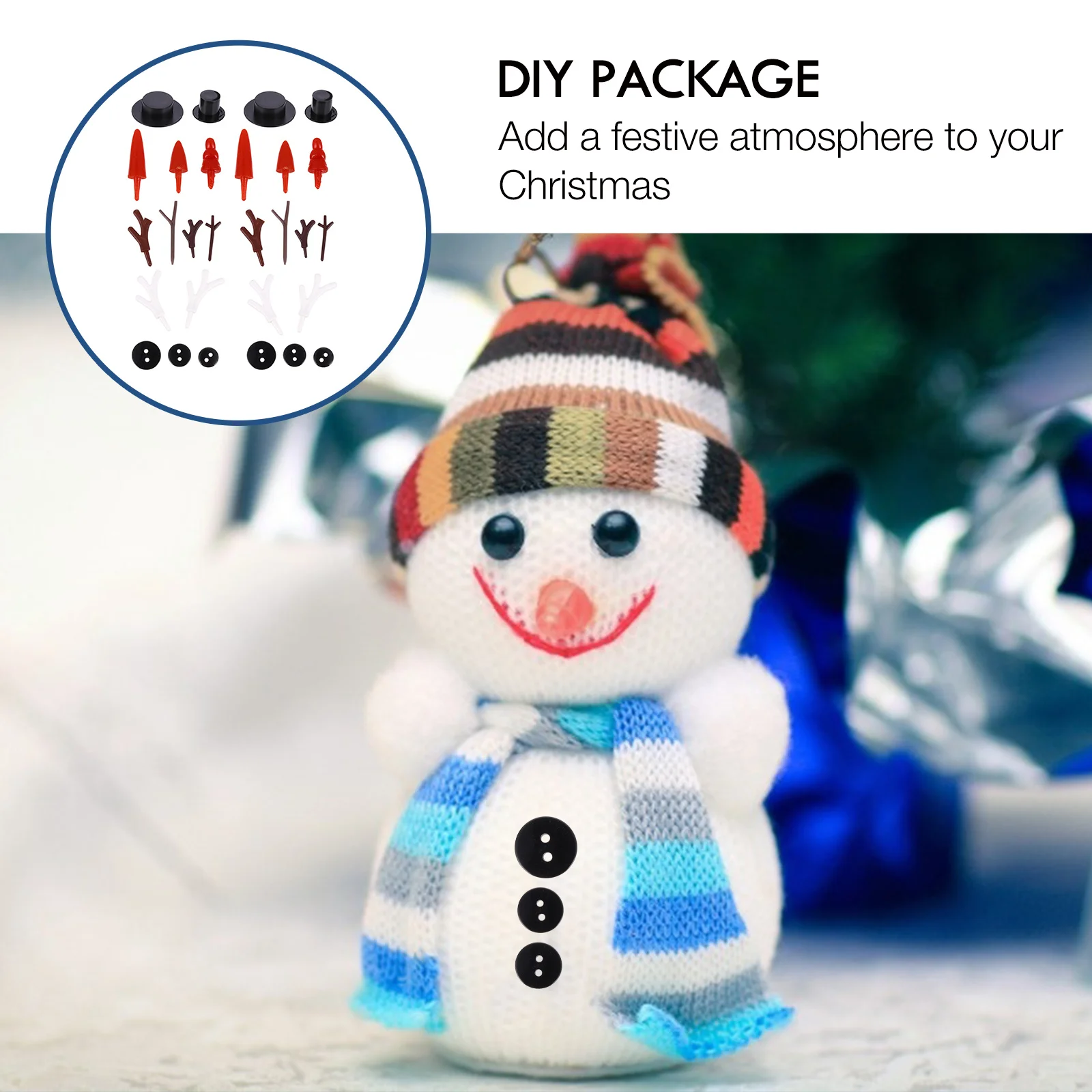 

344Pcs Christmas Snowman DIY Materials Pack Colorful Durable Decorative Accessories Handmade Festive Decoration