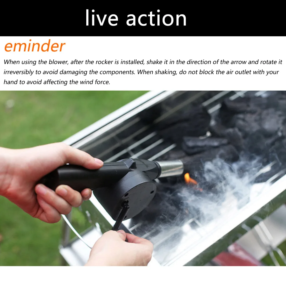 Soplador de manivela, soplador de aire portátil ligero, ventilador de arranque de carbón multifunción, accesorios para barbacoa