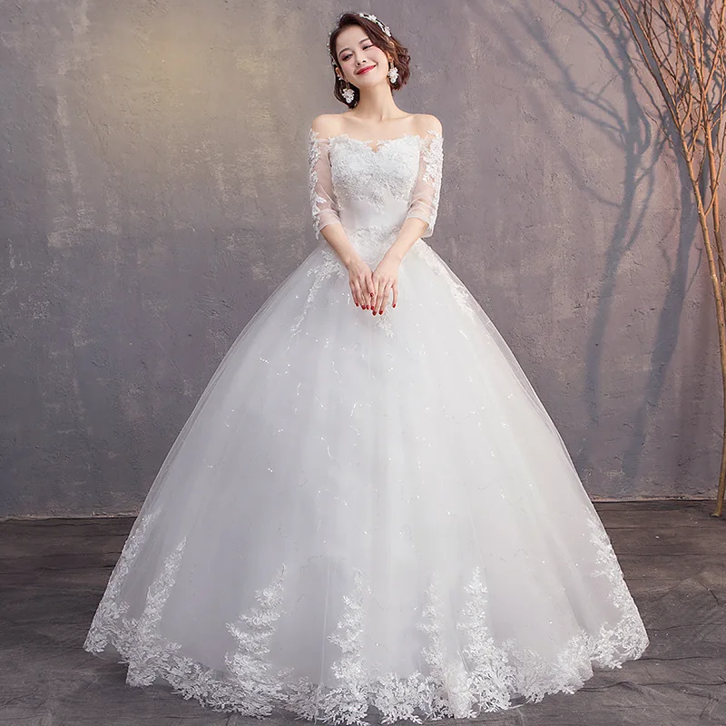 

Customized Wedding Dress Bride Plus Size Wedding Dresses Ball Gowns Embroidery Lace Up Dresses Vrstidos De Novia
