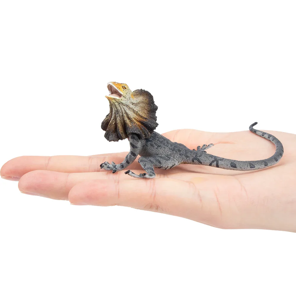 Toymany Simulation Frilled Lizard Wildlife  Animal Model Toy Mini Figures Dolls Action Figurines Toys Children Gift Cake Decora