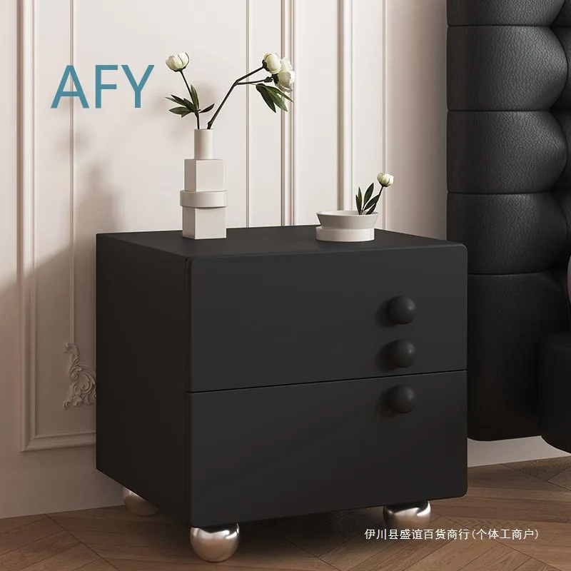 Cream Style Solid Wood Nightstand for Bedroom Storage Cabinet Italian Minimalist Modern Bedside Table for Small Spaces