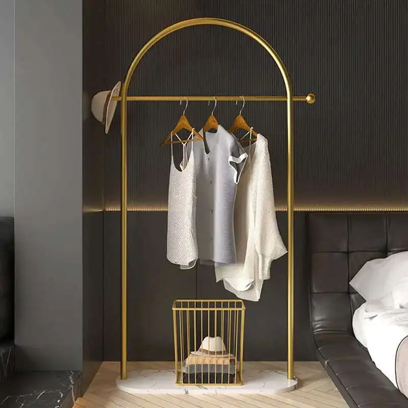 

Nordic Bedroom Clothes Hanger Jackets Laundry Rack Hat Standing Clothes Hangers Golden Irons Roupeiro House Furniture WSW30XP