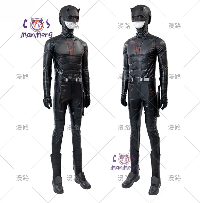 Superhero Matt Murdock Movie Daredevil 2 Cosplay Costume Halloween Men High Quality Leather Tight jumpsuit Gloves Props New Set
