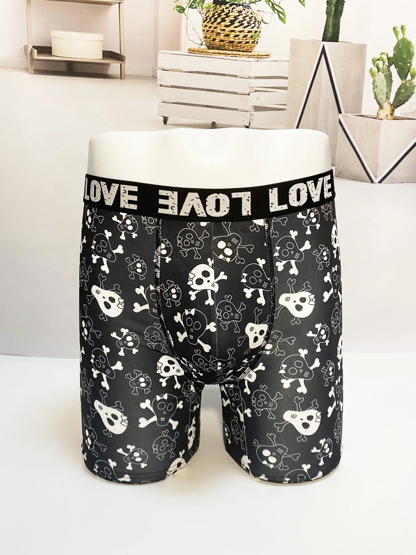 Men Shorts Underpants Fashion Plus Size Underwear Halloween Skull Print Boxers Sports Casual Soft Smooth