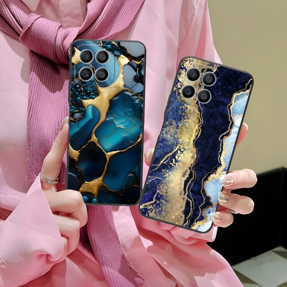 Luxury Golden Stone Mobile Cell Phone Case for Huawei Honor 90 80 70 60 50 30 20 10 9 8 7 Pro S SE Lite 5G Black Cover Shell