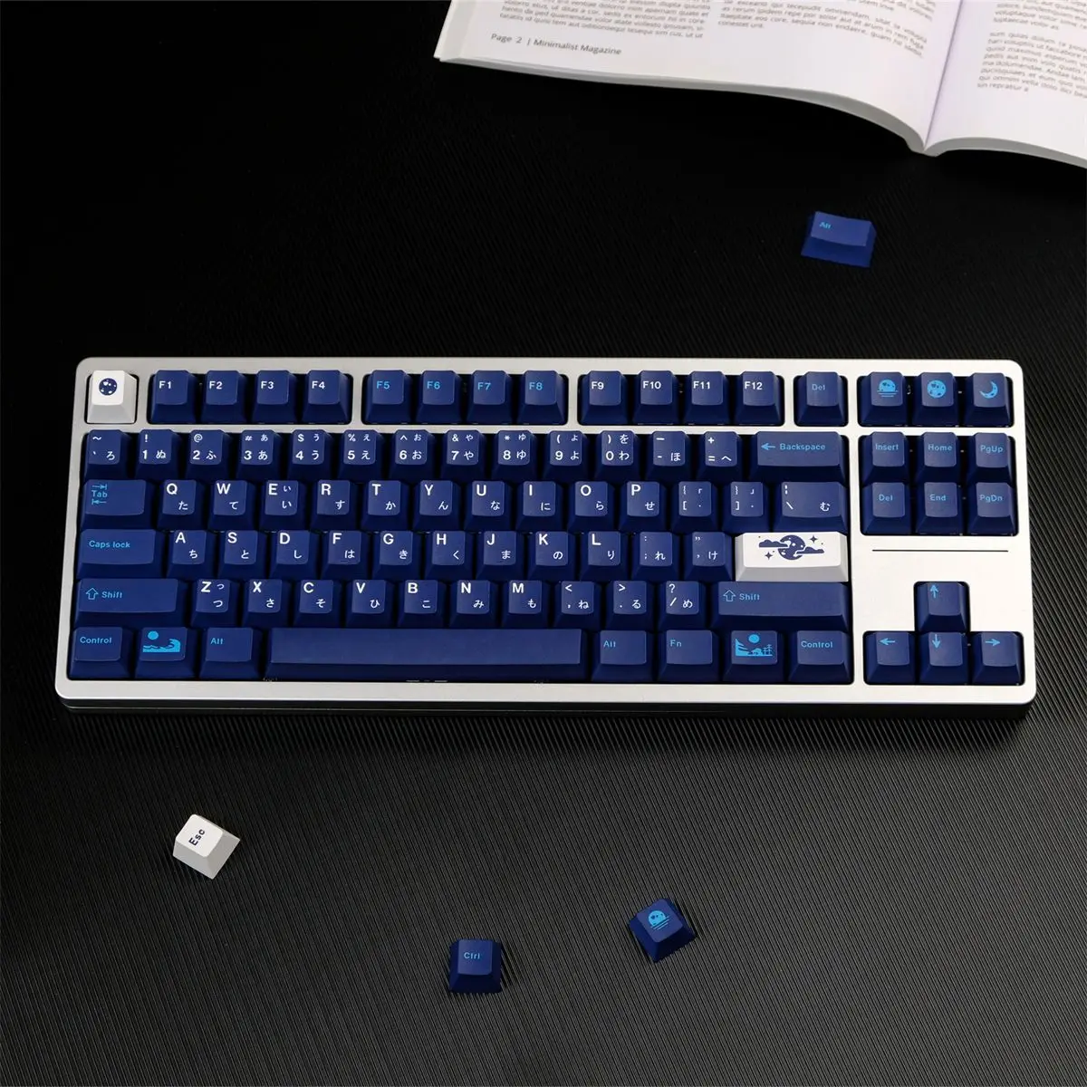 Blue moon, keycap PBT original height, hot sublimation, mechanical keyboard suitable, customized