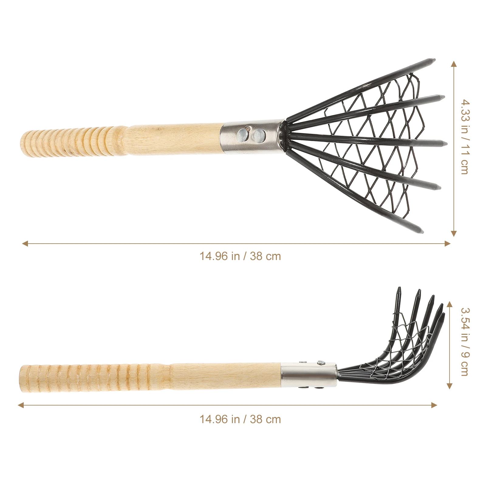 

1pc Stainless Steel Clam With Net Bag Oyster Shell Digging Tool Beach Sand Rake Wood Handle Anti-Slip Durable Claw Design Easy