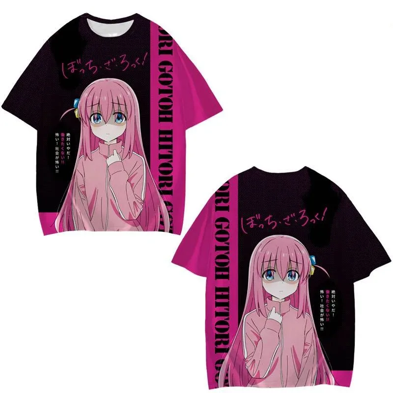 Nowe Anime Demon Slayer Kimetsu z nadrukiem 3D t-shirt Bocchi The Rock kobiety męskie gotyckie koszulki z motywem kreskówki z krótkim rękawem