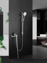 304 Stainless Steel Shower Head Holder Slide Bar Riser Rail Pole Kit Bathroom Height Angle Adjustable Handheld Wall