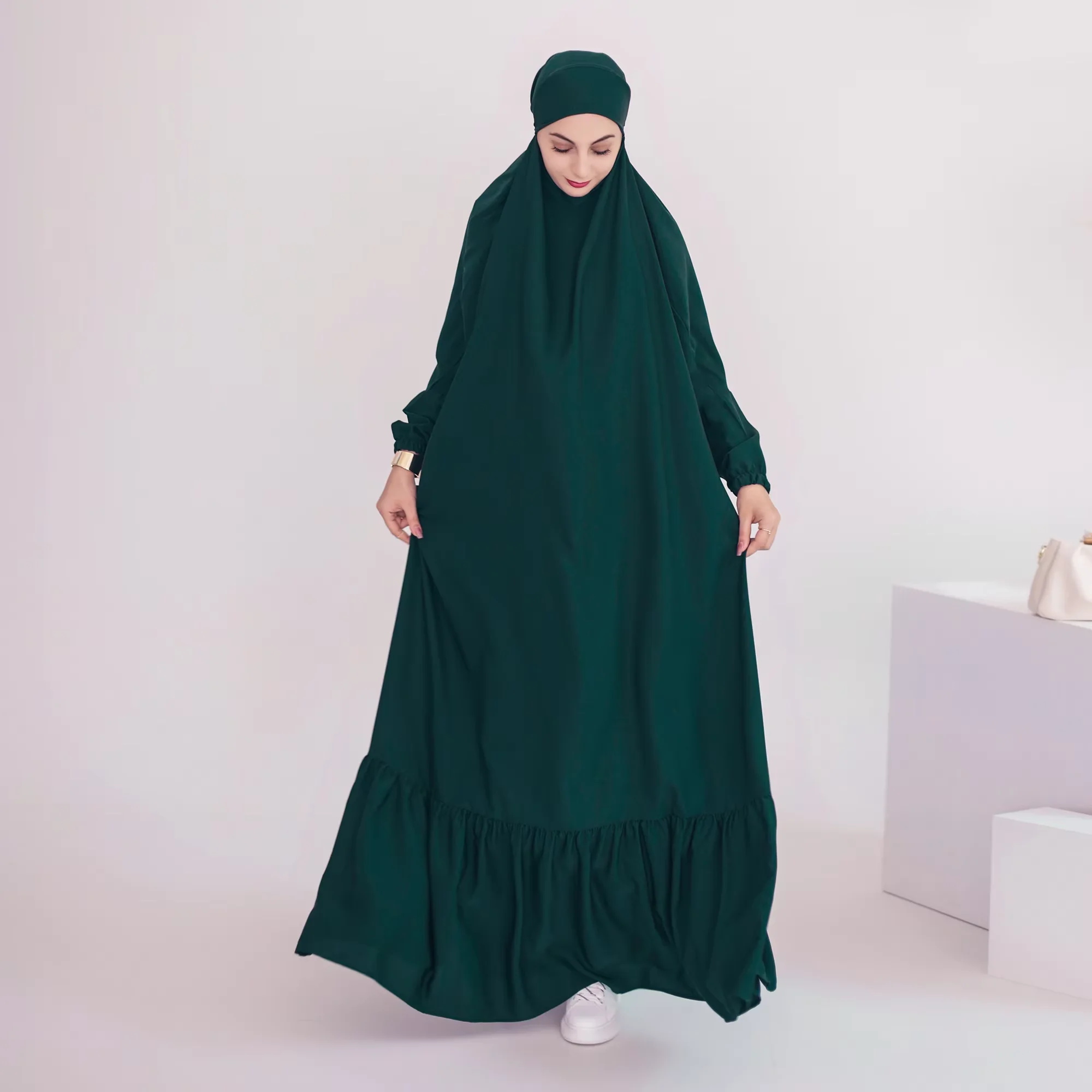 

Hooded Abaya Eid Ramadan Kaftan Islam Prayer Garment Women Muslim Dress Burqa Caftan Robe Modest Gown Djellaba Kebaya Jalabiya