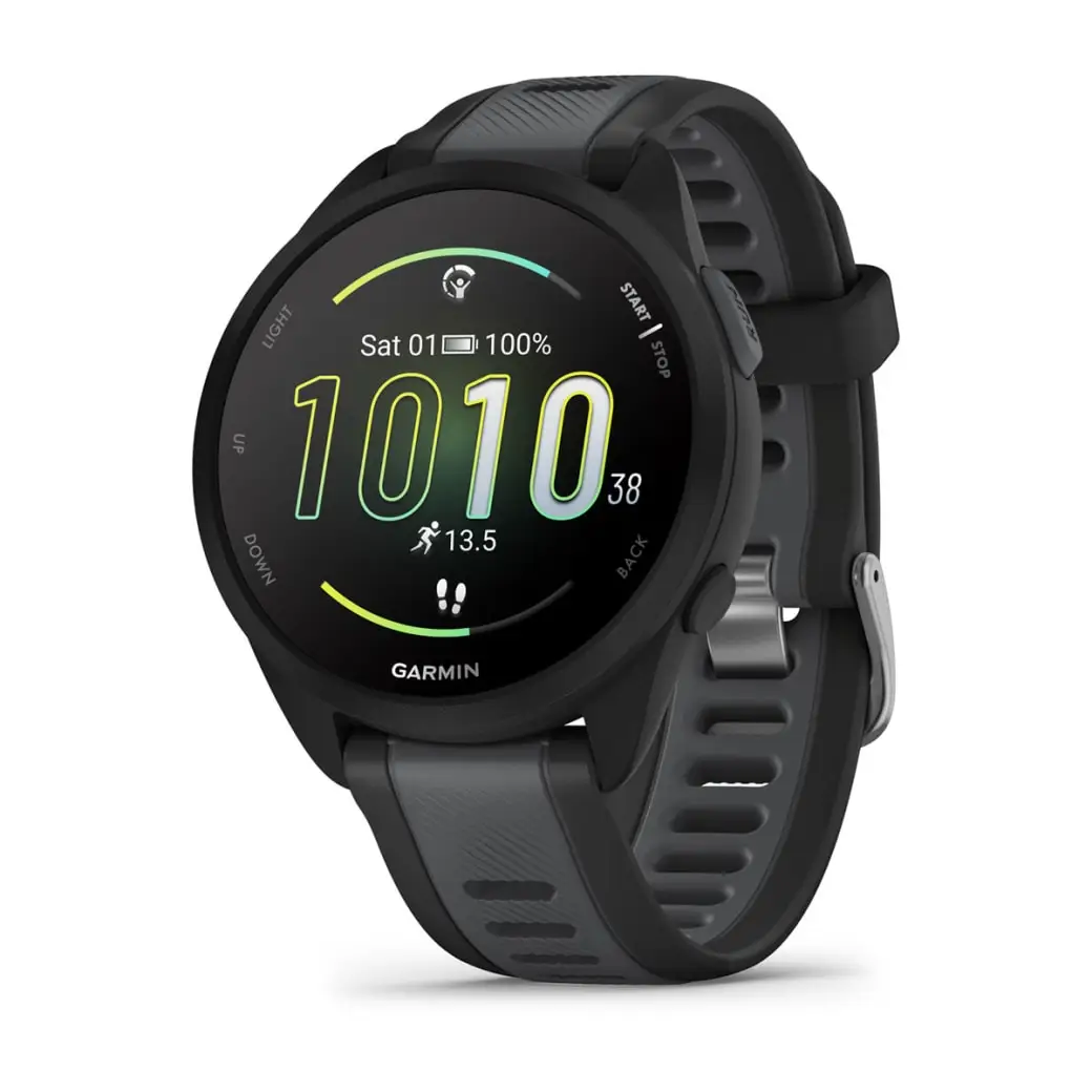ساعة ذكية Garmin Forerunner 165 للجري ماراثون والسباحة وركوب الدراجات والرياضات الخارجية مع معدل ضربات القلب والأكسجين في الدم ونظام تحديد المواقع العالمي (GPS)