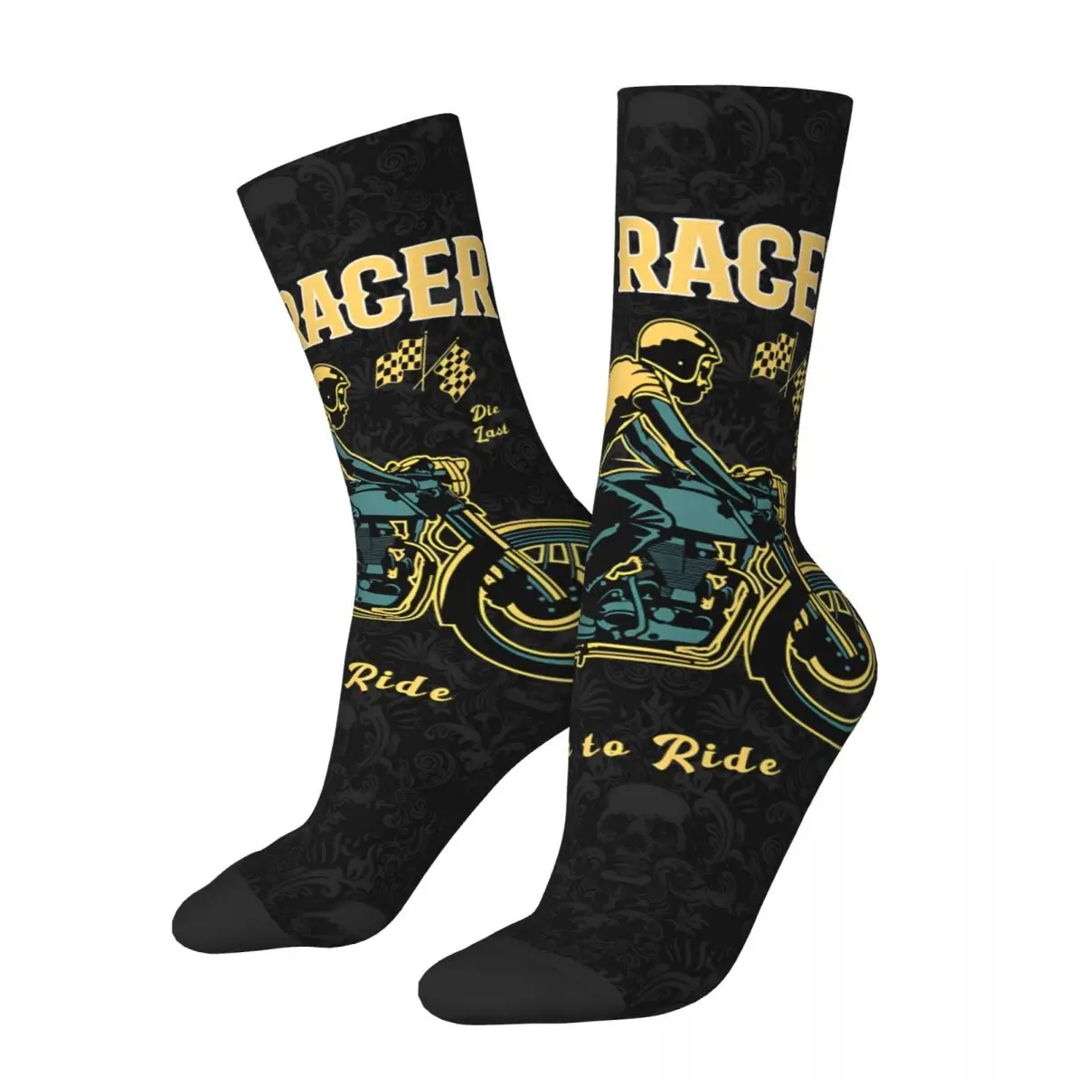 

Born To Ride Men's Socks Vintage Harajuku Cafe Racer Street Style Novelty Pattern Crew Sock