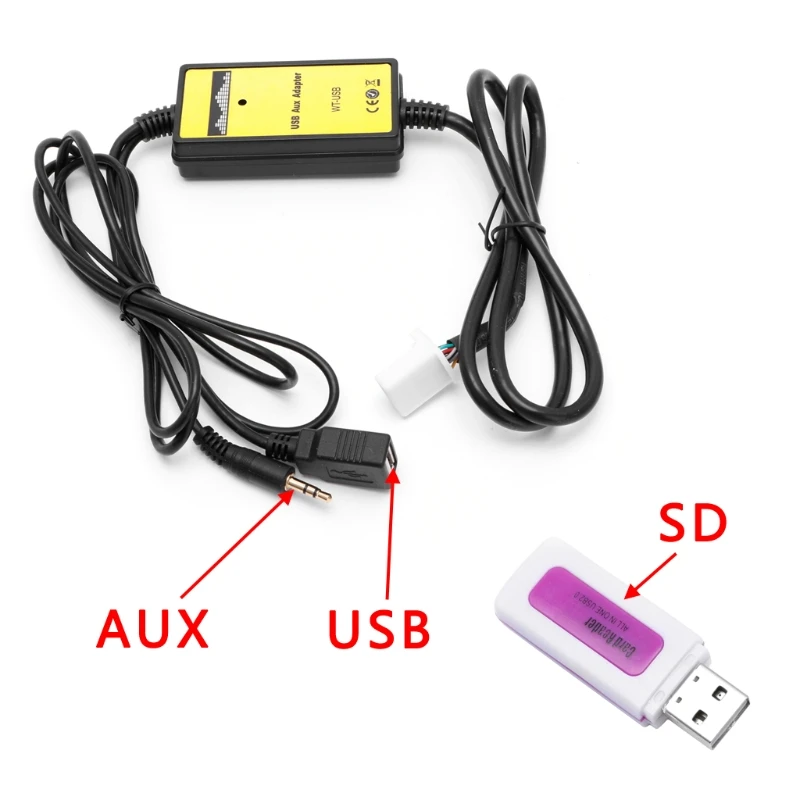 

Car Audio CD Adapter Changer MP3 Interface AUX SD USB Data Cable 2x6Pin For Toyota Camry Corolla Matrix