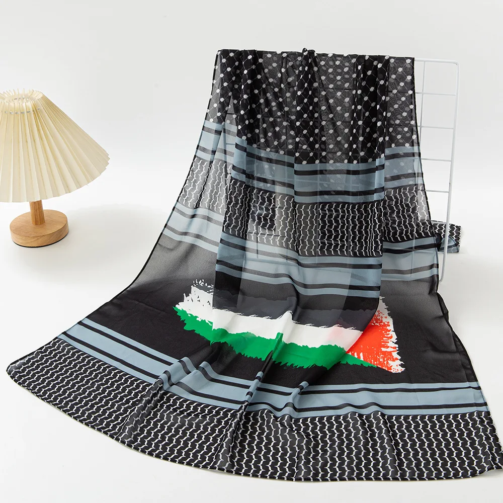 Popular Design Kuffiyeh Shawl Chiffon Scarf Geometric Women Islamic Muslim Scarves Shawl Echarpe the Middle East Arab Hijabs view 2
