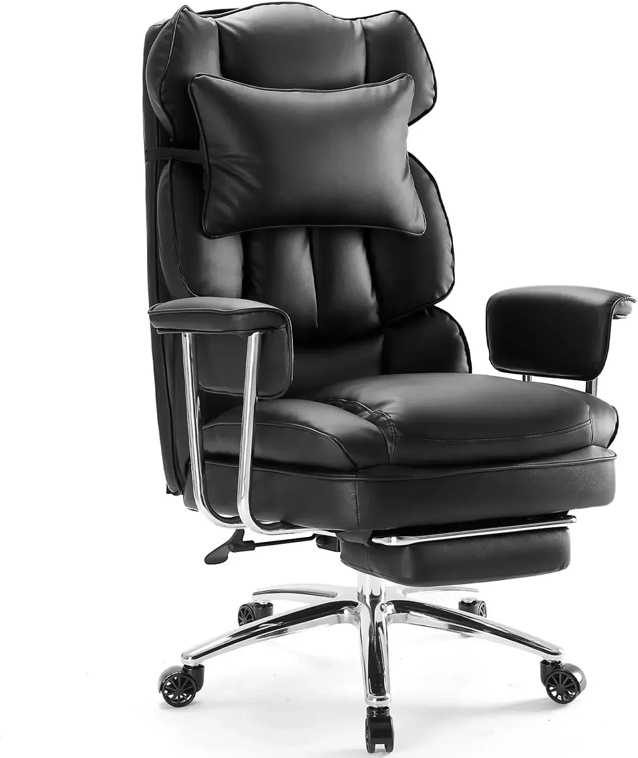 Executive Home Office Desk Chair - Ergonomic Big Tall High Back with Footrest & Lumbar Support, Reclining Height Adjustable, Com