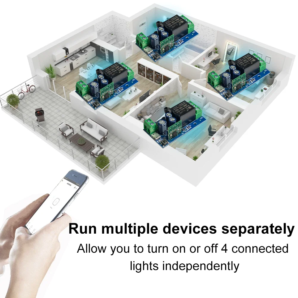 EWeLink WIFI Smart Switch DC 12V 24V 48V Module 2 Channel Relay Receiver 2.4GHz Remote Control Work with Alexa,for Gate Door Led