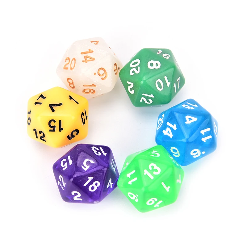 

Высококачественные цветные игральные кости D20, набор непрозрачных костей DND 20, цифровой номер 1-20 для игр, случайный цвет