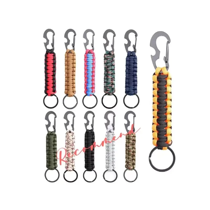 

7-core Woven Tactical Paracord Keychain Sturdy Multifunction for Family Gift with Bottle Opener for Outdoor Camping Accessories