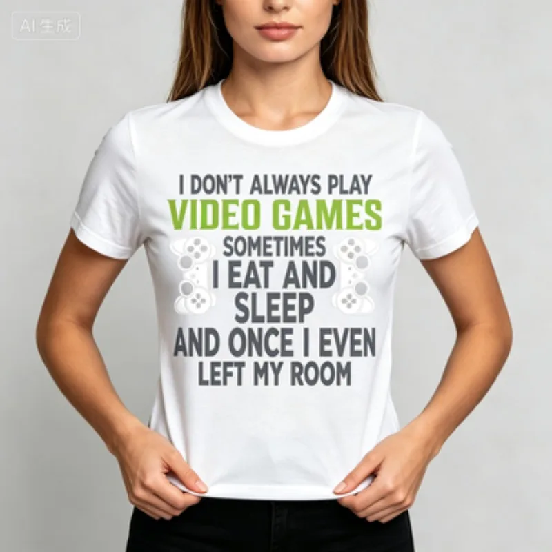 Women Modal Crew Neck T‑Shirt Funny Gamer Slogan With Game Controller Graphic Print Video Game Lover Humor Casual Short Sleeve