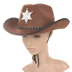 Western Sheriff Hat Funny Party Hats Sheriff Costume Fancy Dress Party Outfit Accessories Brown