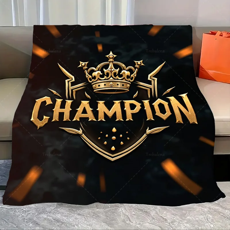 

Фланелевое одеяло, 1 шт., одеяло с золотым логотипом Champion Crown — роскошное мягкое одеяло для дивана или кровати»