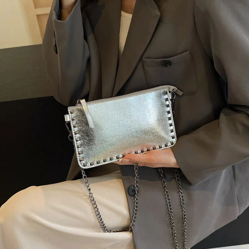 Einfarbige Umhängetaschen für Damen, modische Ketten-Handytaschen, modische Schulter-Messenger-Tasche, Sac A Main für Frauen – Detail 34