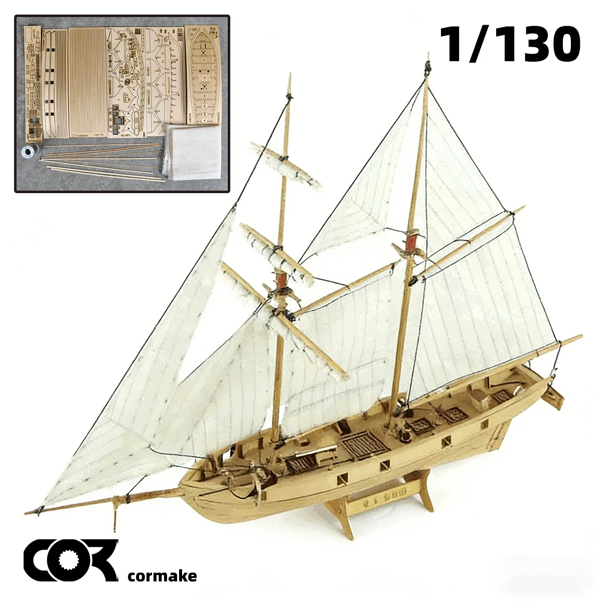 

Модель корабля Baltimore Schooner Halcon 1840, 1/100, классический торговый парусник, галейон, деревянная статическая модель, набор для сборки.