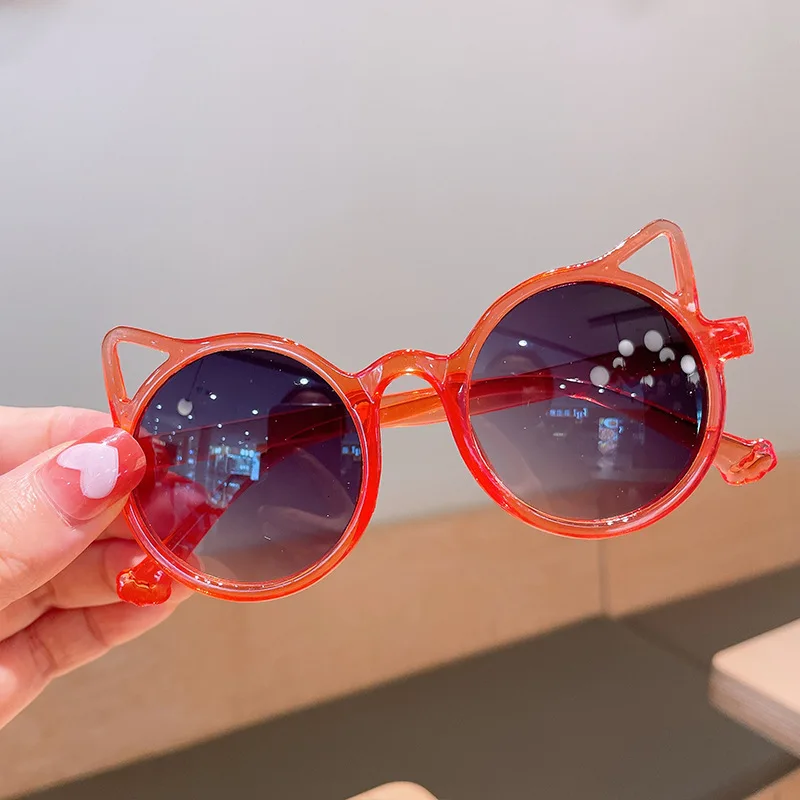 New Children\'s Sunblock Sunglasses Cartoon Personality Cat Ear Decorative Sunglasses Girls Sunglasses Baby Sunshade Mirror