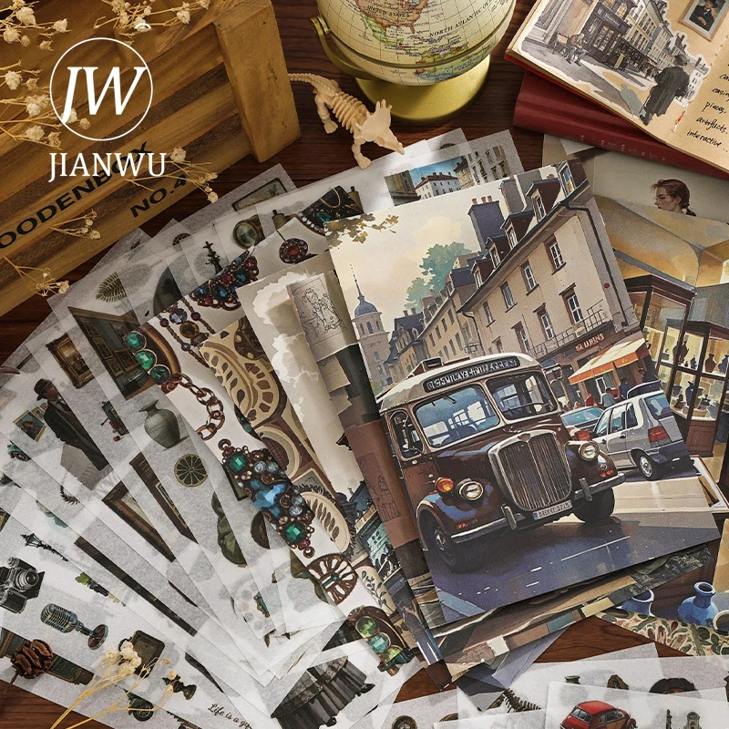 

JIANWU медленно насолоджуйтесь жизнью серии винтажный персонаж путешествия кофе пейзажный материал наклейка для коллажа креативный DIY журнал канцелярские принадлежности