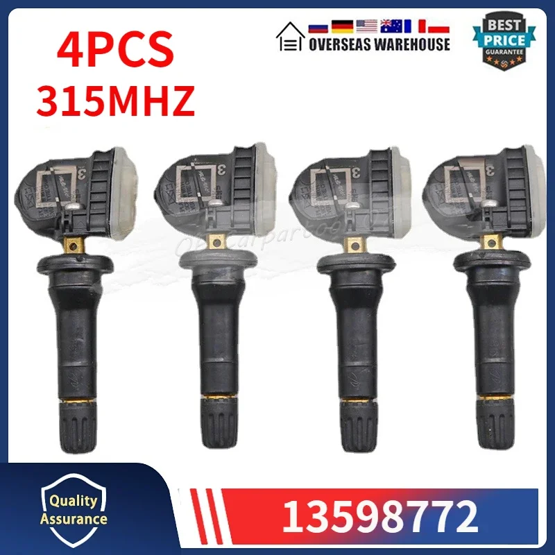 

4Pcs Tyre Pressure Sensor TPMS 13598772 For BUICK ALLURE CADILLAC CTS DTS SRX SATURN OUTLOOK TIRE PRESSURE MONITOR SYSTEM 315MHZ