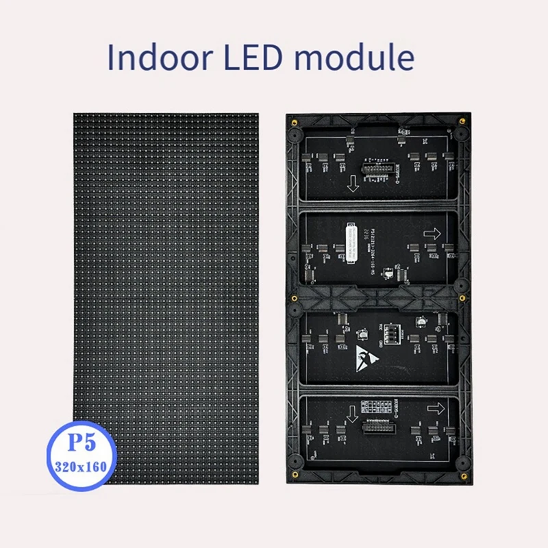 2Pcs P5 Indoor LED Screen Panel 64X32 Pixels LED Display Module 16 Scan 320X160mm Full Color LED Screen Panel-T45C